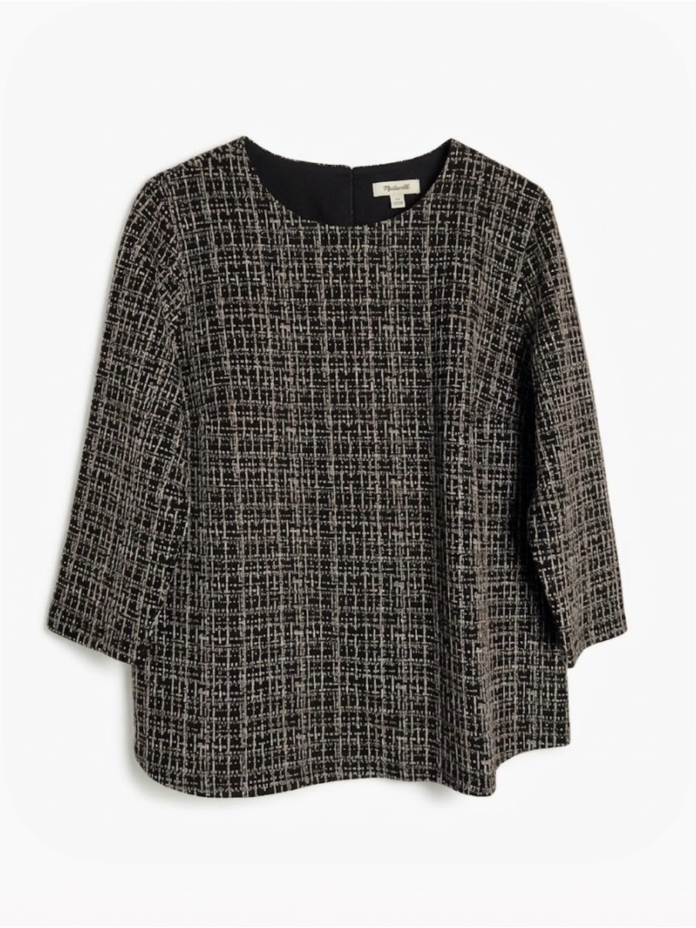 VAN HEUSEN Woven Pattern Top, Women’s Size L, Black White Tan